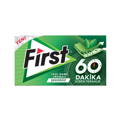 First 60 Dakika Yeşil Nane Aromalı Şekersiz Sakız (27 g)