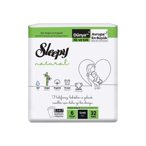 Sleepy Natural Cırtlı Bebek Bezi XL No: 6 (32 Adet)